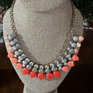 J. Crew Vibrant Necklace with Orange and gray  Gems